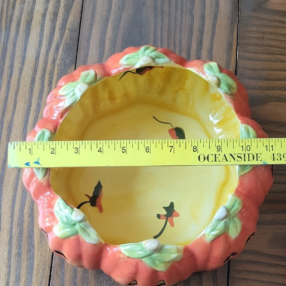 Certified International Pumpkin Faces Bowl - Orange and Green